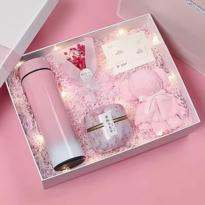 Custom Girls Gift Box Set Thermostatic Cup Porcelain Pink Ceramic Tea Coffee Mug