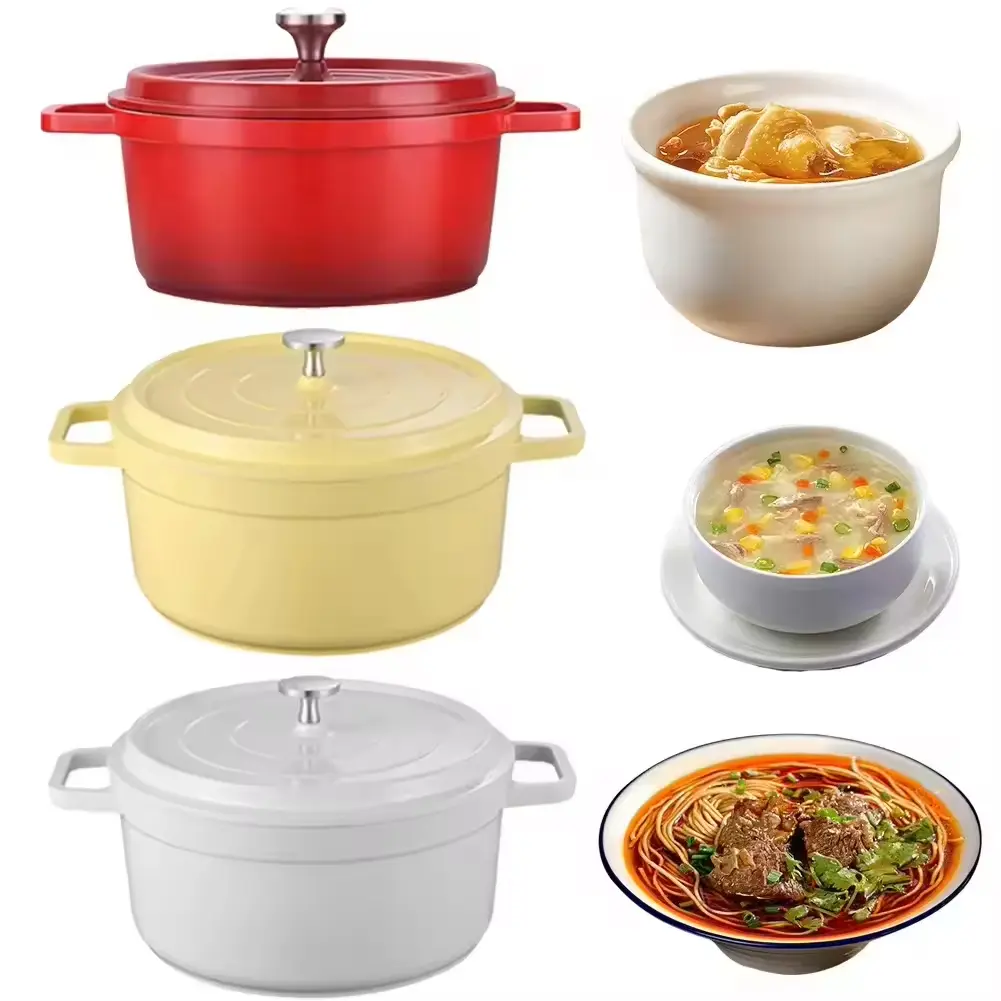 Enameled Cast Aluminum Dutch Oven with Lid Home Kitchen Enamel Stock Pot Dutch Oven Cast Aluminum Pot